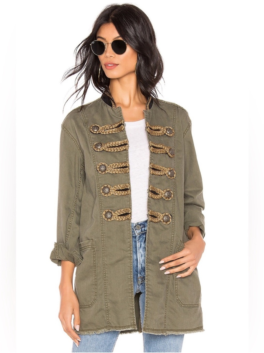Free People Passenger Military-Style Jacket with Rope Trim Sz M